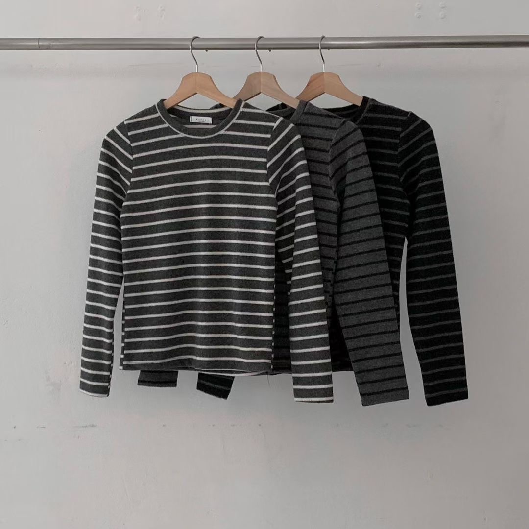 BREEZE-OT東大門㊣直郵女裝新品推薦人氣熱賣休閑長袖T恤條紋BREEZE-OT長袖T恤圖色2左二色