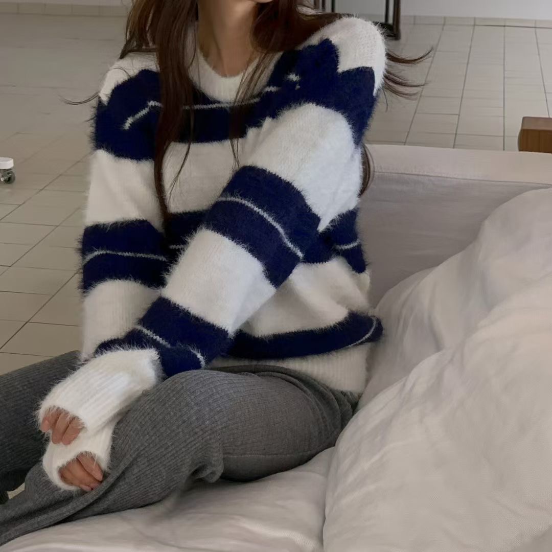 BREEZE-OT東大門㊣實拍女士新品人氣時尚真品熱賣針織衫條紋BREEZE-OT針織衫