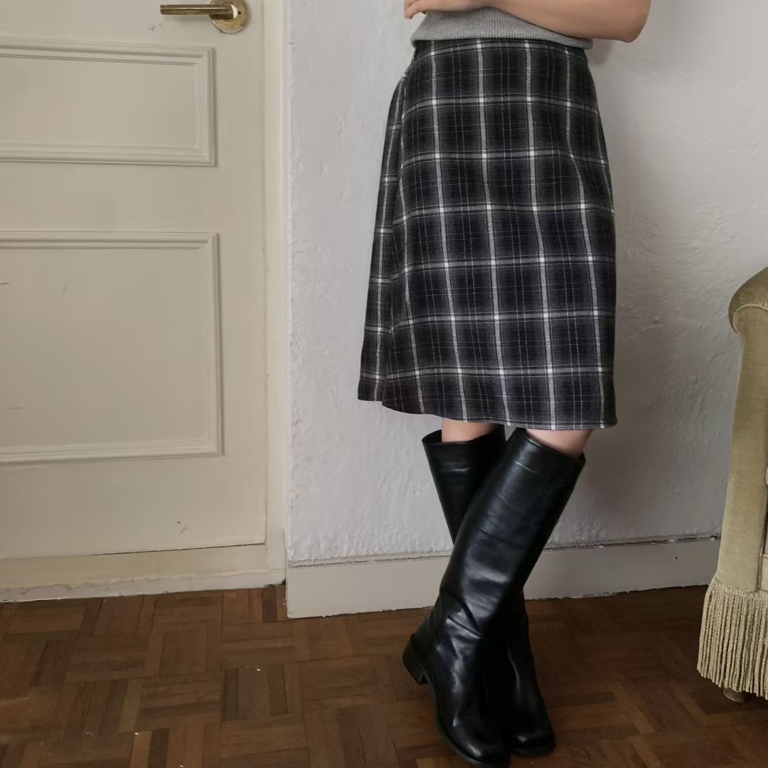 BREEZE-OT韓國代購㊣女士新款休閑25秋冬半身裙中短裙格紋BREEZE-OT半身裙/中短裙