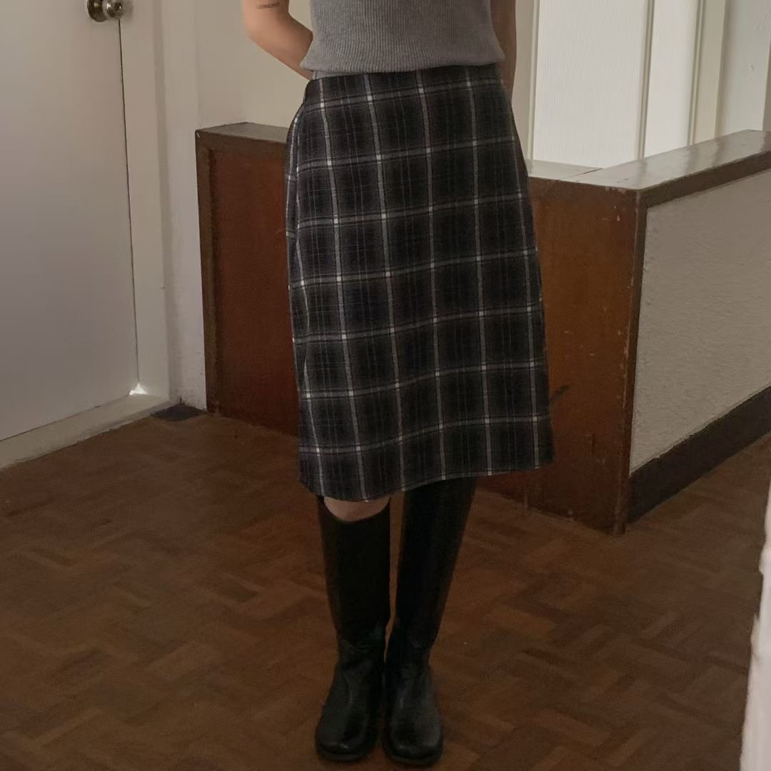 BREEZE-OT韓國代購㊣女士新款休閑25秋冬半身裙中短裙格紋BREEZE-OT半身裙/中短裙