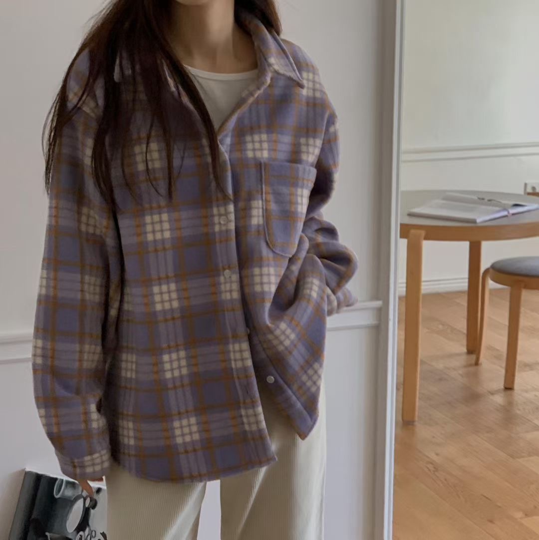 BREEZE-OT韓國代購㊣女士新品職業25秋冬推薦襯衫蕾絲衫格子BREEZE-OT襯衫/蕾絲衫圖色1