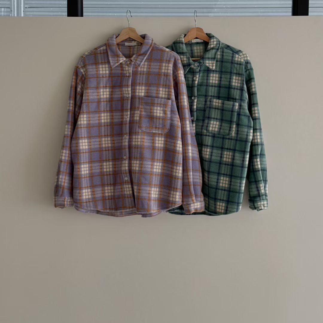 BREEZE-OT韓國代購㊣女士新品職業25秋冬推薦襯衫蕾絲衫格子BREEZE-OT襯衫/蕾絲衫圖色2左二色