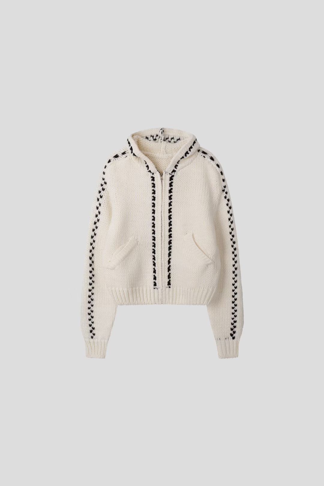 THE GGON東大門㊣實拍女士新品推薦人氣針織衫連帽針織衫拉鏈THE GGON針織衫圖色1