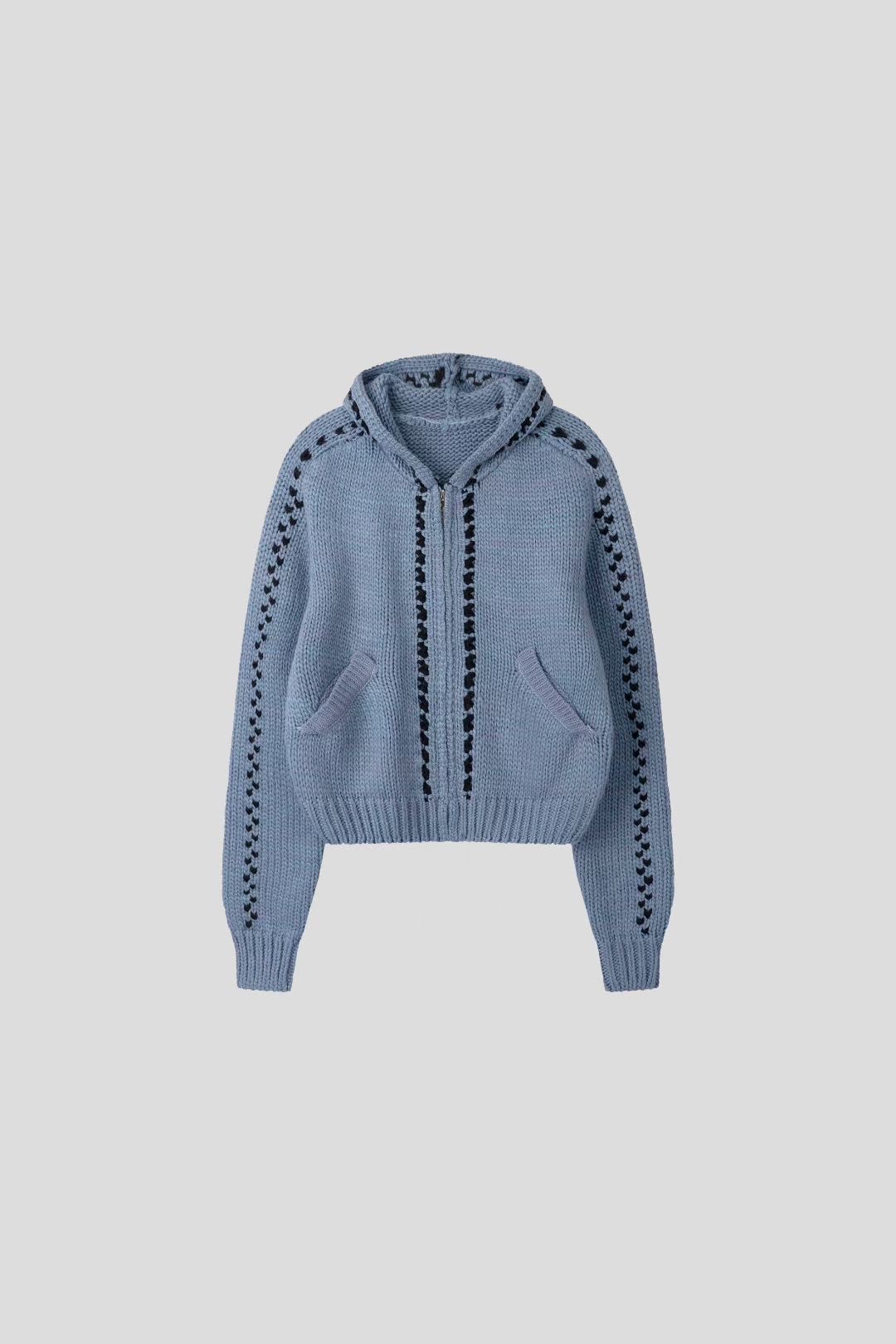 THE GGON東大門㊣實拍女士新品推薦人氣針織衫連帽針織衫拉鏈THE GGON針織衫圖色2