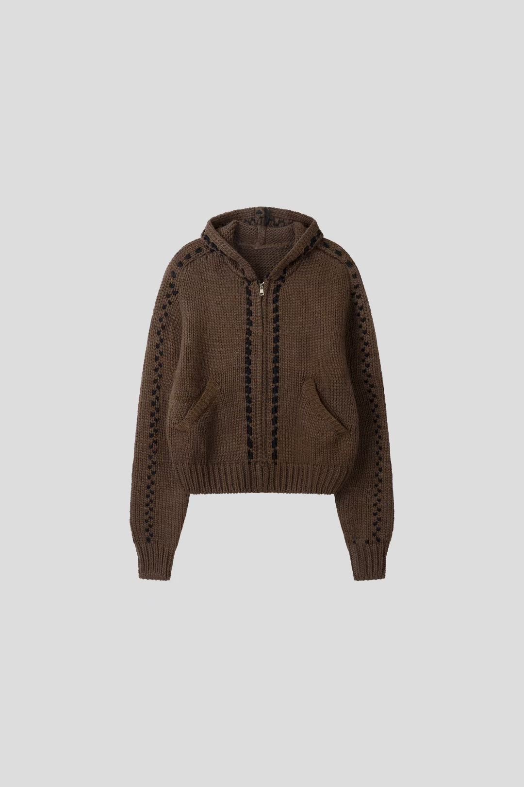 THE GGON東大門㊣實拍女士新品推薦人氣針織衫連帽針織衫拉鏈THE GGON針織衫圖色3