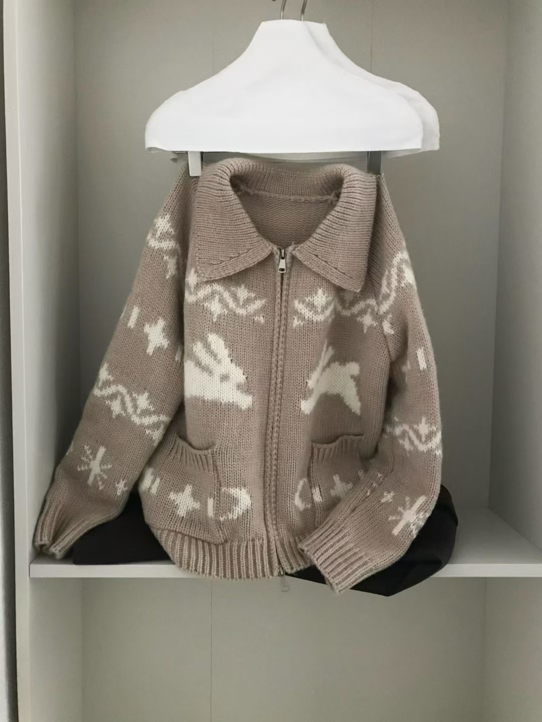 시선집중-T東大門㊣直郵女士新款休閑真品熱賣25秋冬毛衣兔子시선집중-T毛衣圖色3