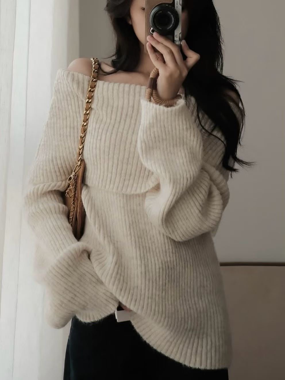 시선집중-T韓國代購㊣女裝新款真品休閑職業25秋冬時尚針織衫시선집중-T針織衫圖色1