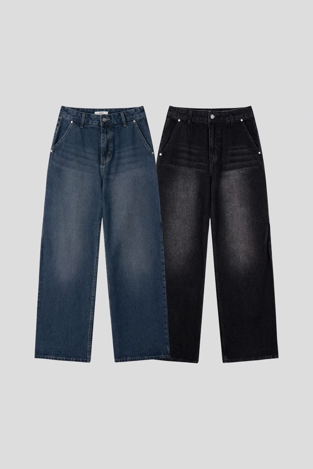 THE GGON韓國代購㊣女士新品真品推薦25秋冬人氣牛仔褲褶裥THE GGON牛仔褲