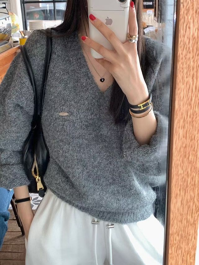 시선집중-T東大門㊣實拍女裝新款真品時尚休閑人氣熱賣針織衫시선집중-T針織衫圖色1