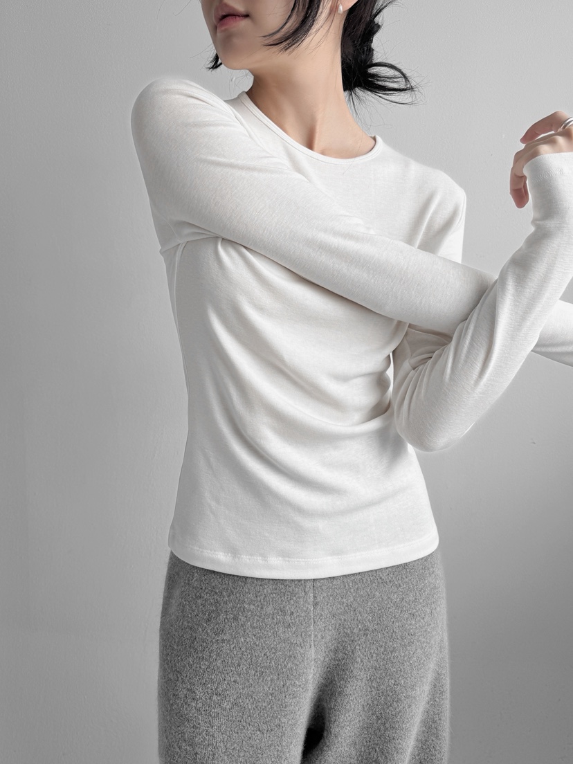 YIKHO STYLE東大門㊣實拍女裝新品職業休閑長袖T恤羊毛柔軟YIKHO STYLE長袖T恤