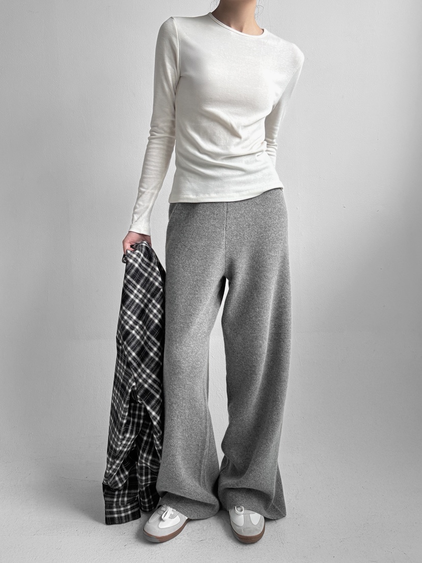 YIKHO STYLE東大門㊣實拍女裝新品職業休閑長袖T恤羊毛柔軟YIKHO STYLE長袖T恤