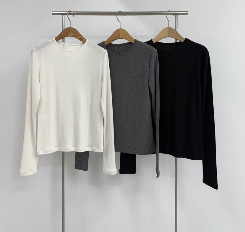 YIKHO STYLE東大門㊣實拍女裝新品職業休閑長袖T恤羊毛柔軟YIKHO STYLE長袖T恤