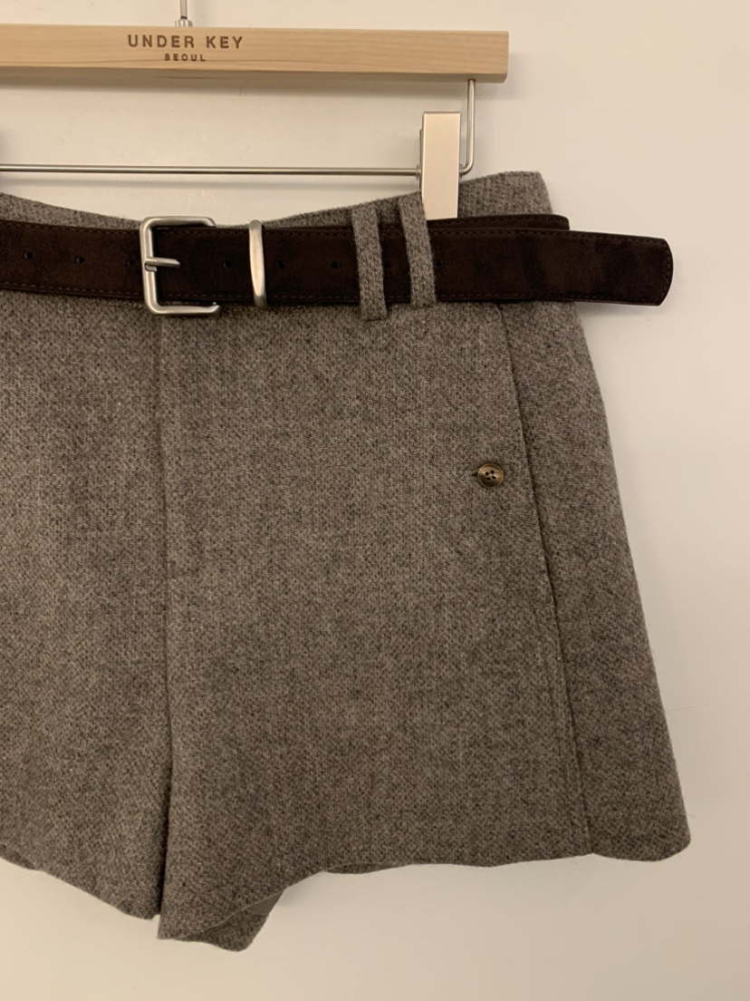 UNDER KEY東大門㊣直郵女士新品25秋冬真品休閑短褲含腰帶UNDER KEY短褲