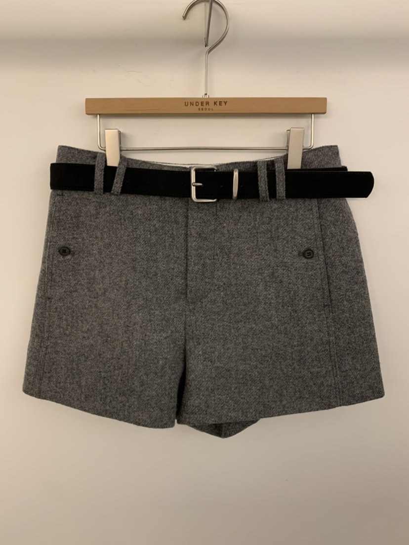 UNDER KEY東大門㊣直郵女士新品25秋冬真品休閑短褲含腰帶UNDER KEY短褲圖色1灰色