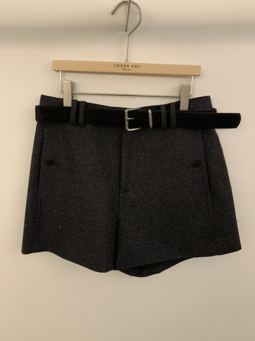 UNDER KEY東大門㊣直郵女士新品25秋冬真品休閑短褲含腰帶UNDER KEY短褲圖色3墨色