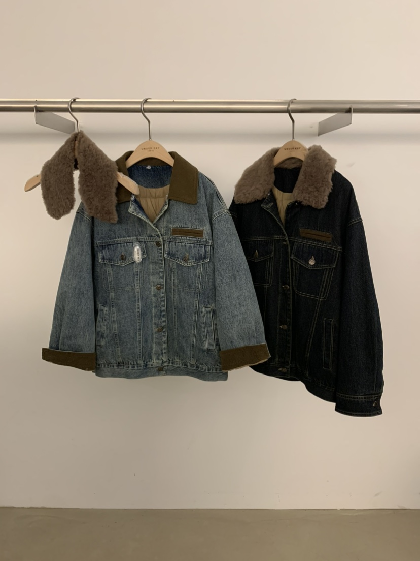 UNDER KEY東大門㊣代購女士新品推薦短款羽絨服可拆卸羊毛鴨絨UNDER KEY短款羽絨服