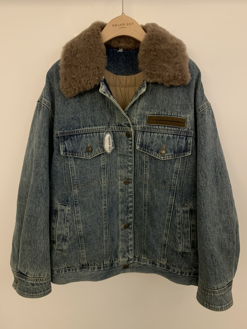 UNDER KEY東大門㊣代購女士新品推薦短款羽絨服可拆卸羊毛鴨絨UNDER KEY短款羽絨服圖色1