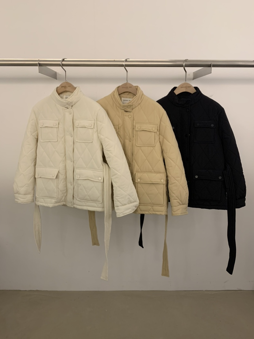 UNDER KEY東大門㊣直郵女士新款休閑推薦短款棉服含腰帶棉UNDER KEY短款棉服