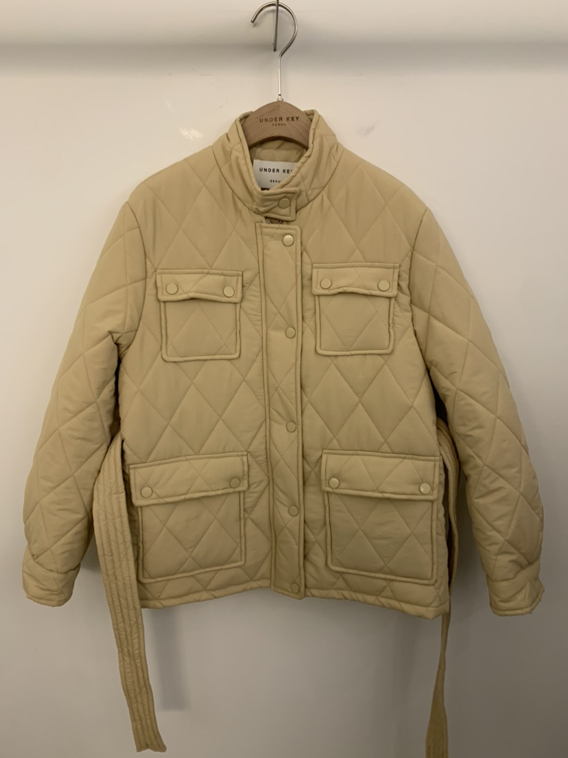 UNDER KEY東大門㊣直郵女士新款休閑推薦短款棉服含腰帶棉UNDER KEY短款棉服圖色1