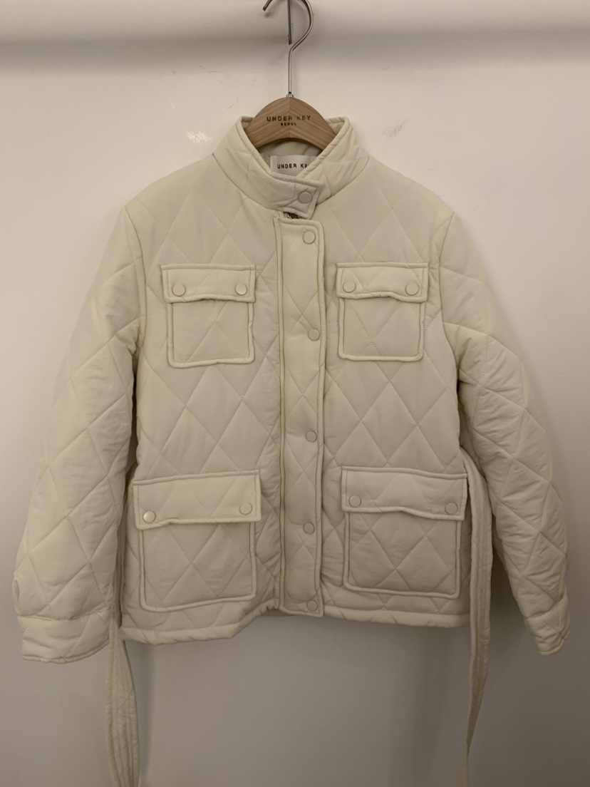 UNDER KEY東大門㊣直郵女士新款休閑推薦短款棉服含腰帶棉UNDER KEY短款棉服圖色3