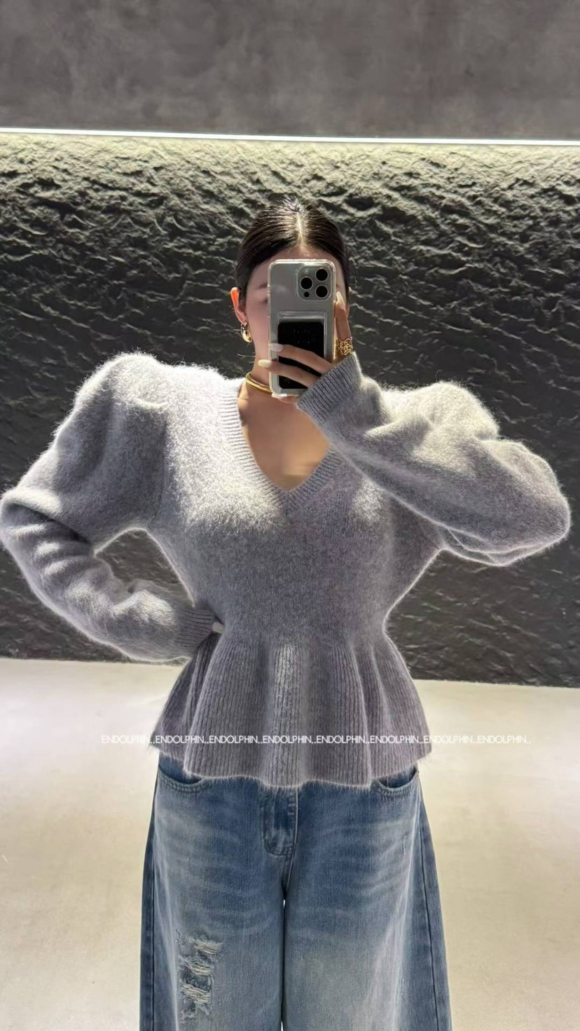 ENDOLPHIN韓國代購㊣女裝新款推薦熱賣真品職業時尚毛衣V領ENDOLPHIN毛衣圖色5