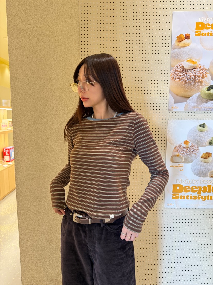 LUMIPLE韓國代購㊣女士新品休閑人氣推薦25秋冬熱賣長袖T恤LUMIPLE長袖T恤