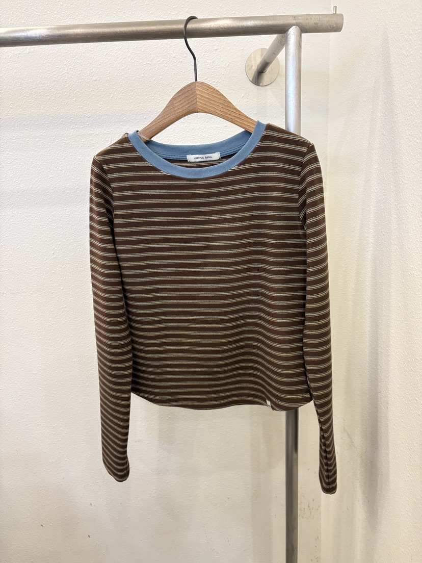 LUMIPLE韓國代購㊣女士新品休閑人氣推薦25秋冬熱賣長袖T恤LUMIPLE長袖T恤圖色2