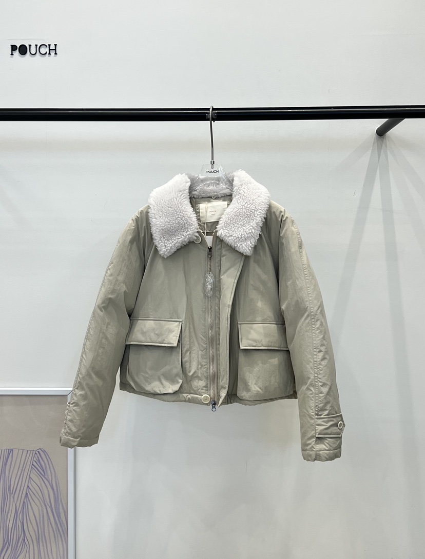 POUCH韓國代購㊣女裝新款人氣熱賣25秋冬休閑短款羽絨服鵝絨POUCH短款羽絨服圖色1
