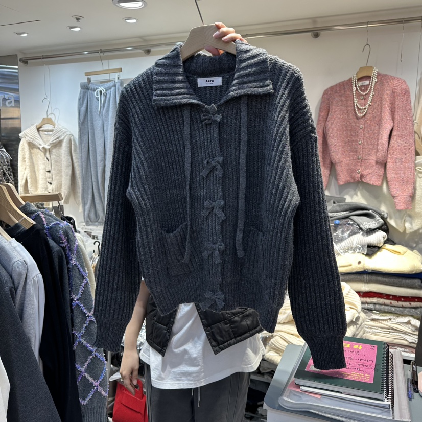 AKRA BY ART韓國代購㊣女士新品時尚熱賣推薦休閑毛衣開衫AKRA BY ART毛衣圖色3