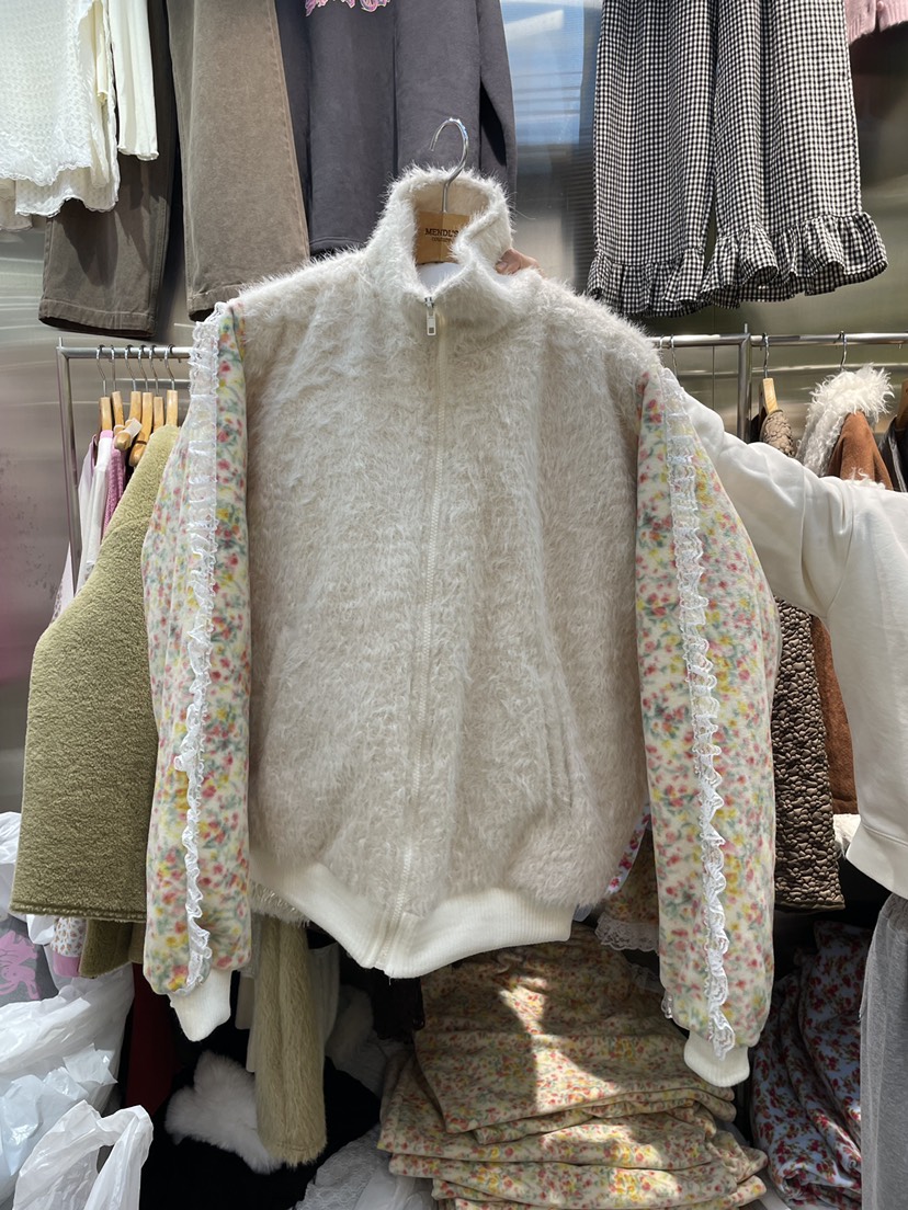 MENDL S東大門㊣實拍女士新品熱賣人氣時尚休閑25秋冬夾克蕾絲MENDL S夾克圖色1