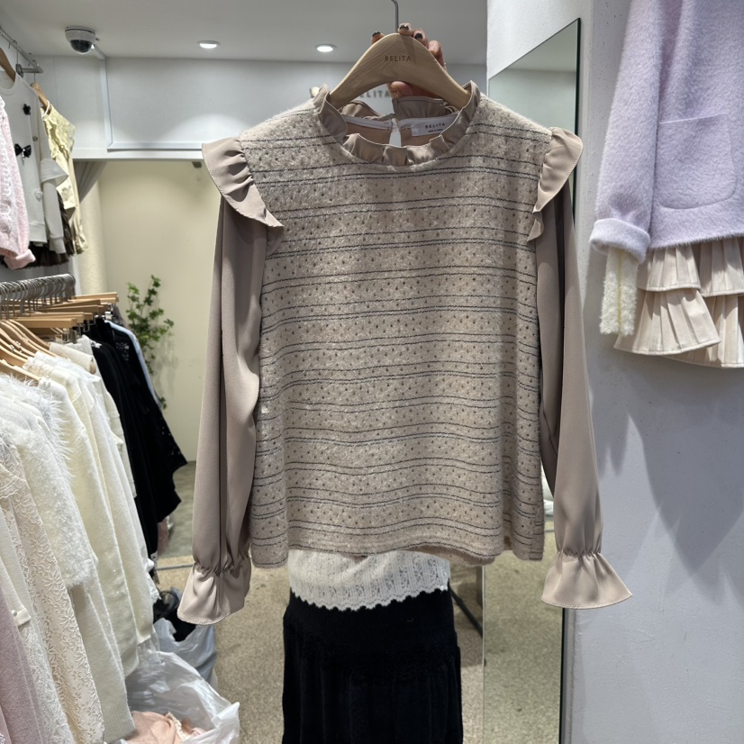 BELITA東大門㊣直郵女裝新品推薦休閑真品時尚人氣襯衫蕾絲衫BELITA襯衫/蕾絲衫圖色2