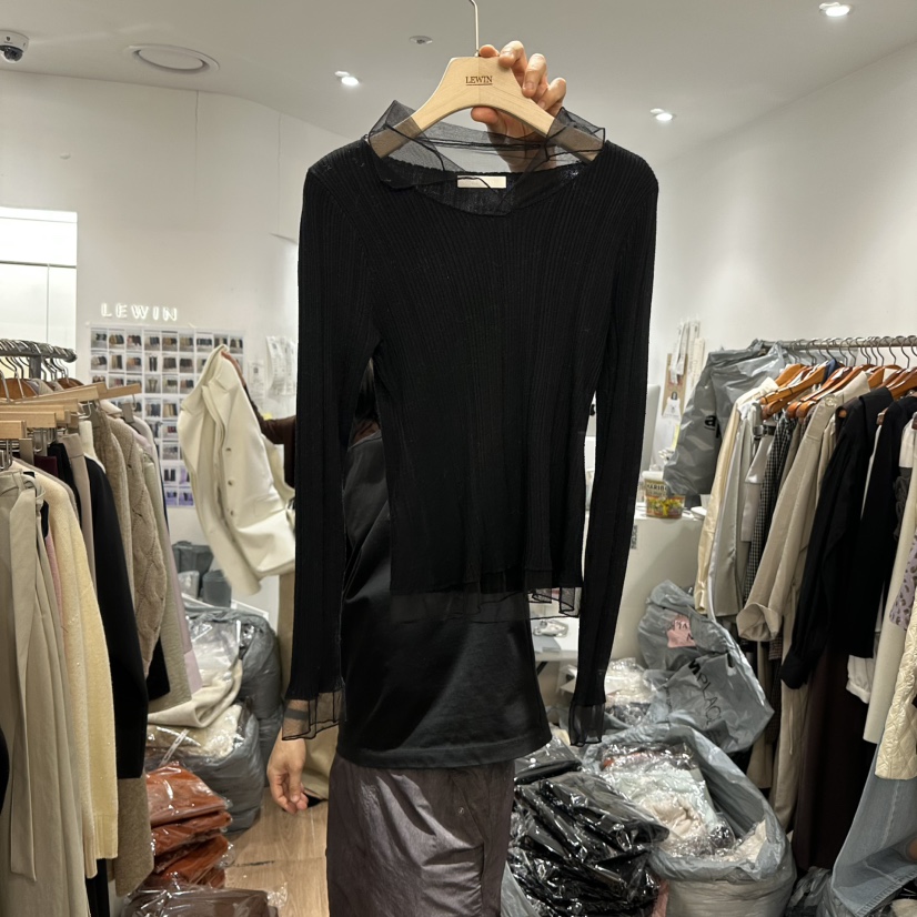 LEWIN韓國代購㊣女士新品時尚推薦熱賣真品休閑25秋冬針織衫雪紡LEWIN針織衫圖色2