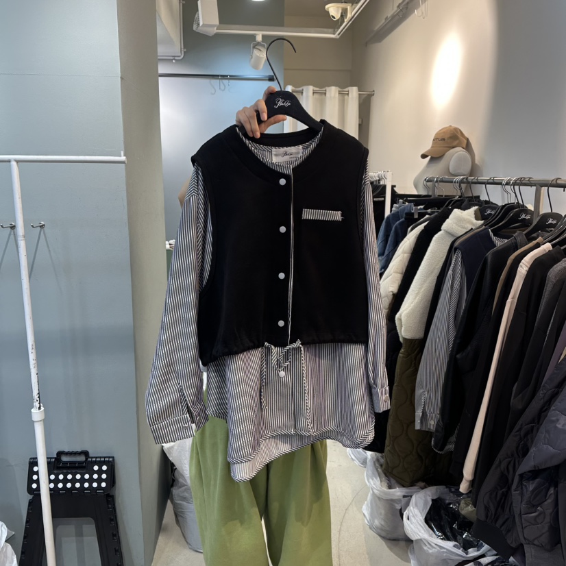 BAKHA-衣服東大門㊣代購女士新品職業休閑襯衫蕾絲衫假兩件BAKHA襯衫/蕾絲衫圖色2