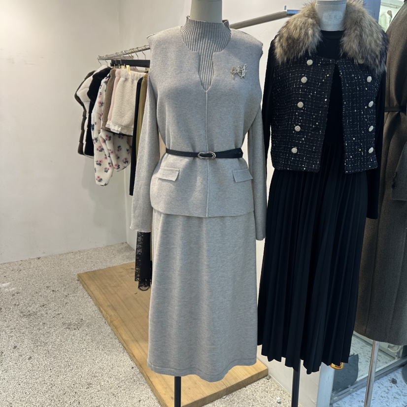 BIKINI東大門㊣直郵女裝新品真品25秋冬休閑套裝含腰帶套裝BIKINI套裝圖色1