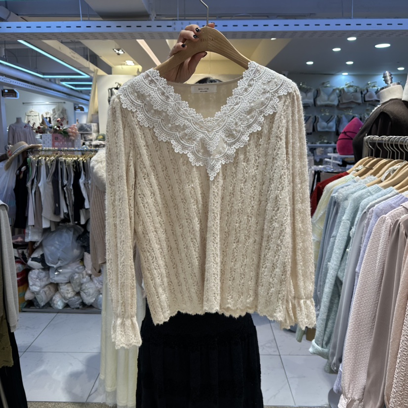 BELITA韓國代購㊣女裝新品25秋冬休閑職業推薦人氣襯衫蕾絲衫BELITA襯衫/蕾絲衫圖色3
