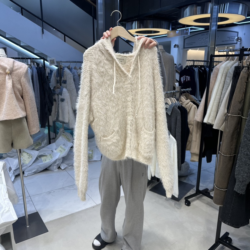 HOT PLACE韓國代購㊣女士新款真品推薦職業人氣毛衣開衫連帽HOT PLACE_ISSUE/DREAM GIRIS毛衣圖色2米色