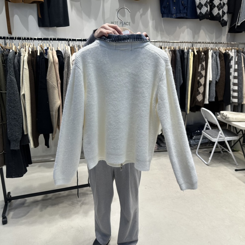 HOT PLACE韓國代購㊣女裝新款熱賣推薦人氣時尚25秋冬毛衣拉鏈HOT PLACE_ISSUE/DREAM GIRIS毛衣