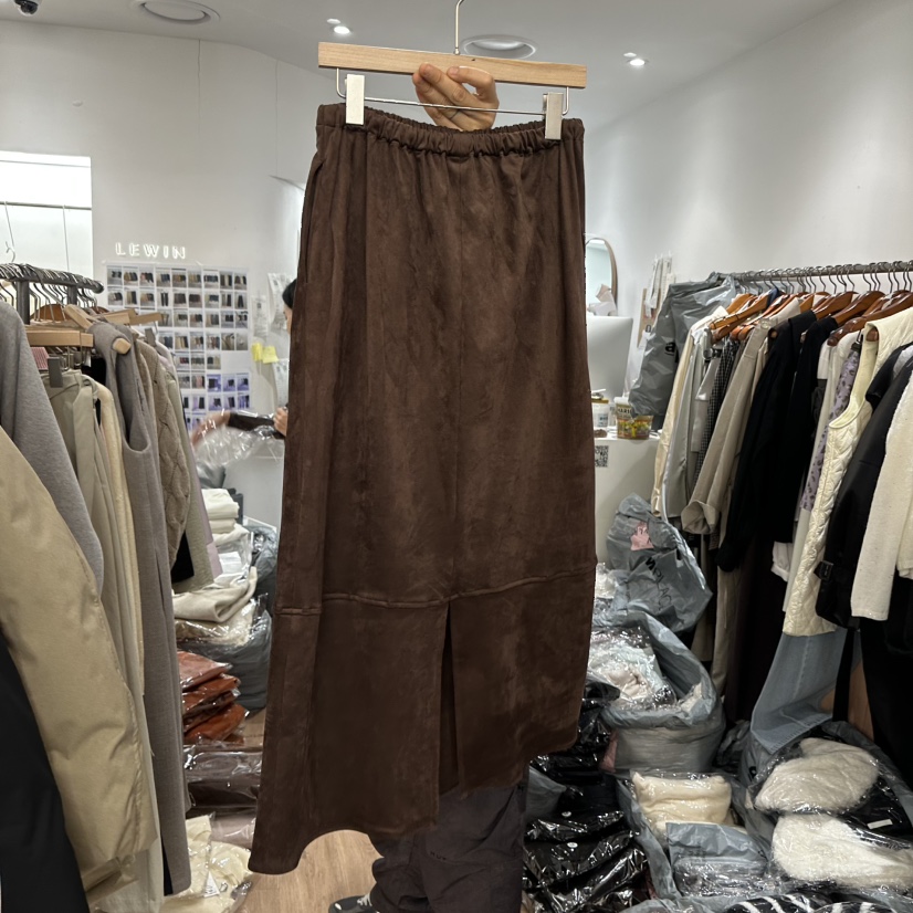 LEWIN韓國代購㊣女士新款推薦真品職業休閑25秋冬人氣長裙麂皮LEWIN長裙