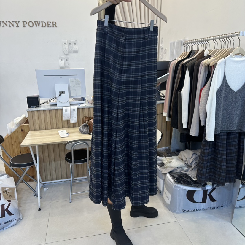 FUNNY POWDER韓國直郵㊣女裝新款人氣休閑真品職業休閑褲褶皺THE FUNNY休閑褲圖色2深藍色