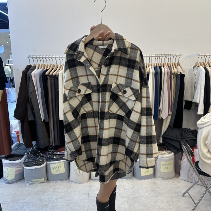 FUNNY POWDER東大門㊣直郵女士新品真品推薦襯衫蕾絲衫格子THE FUNNY襯衫/蕾絲衫圖色2