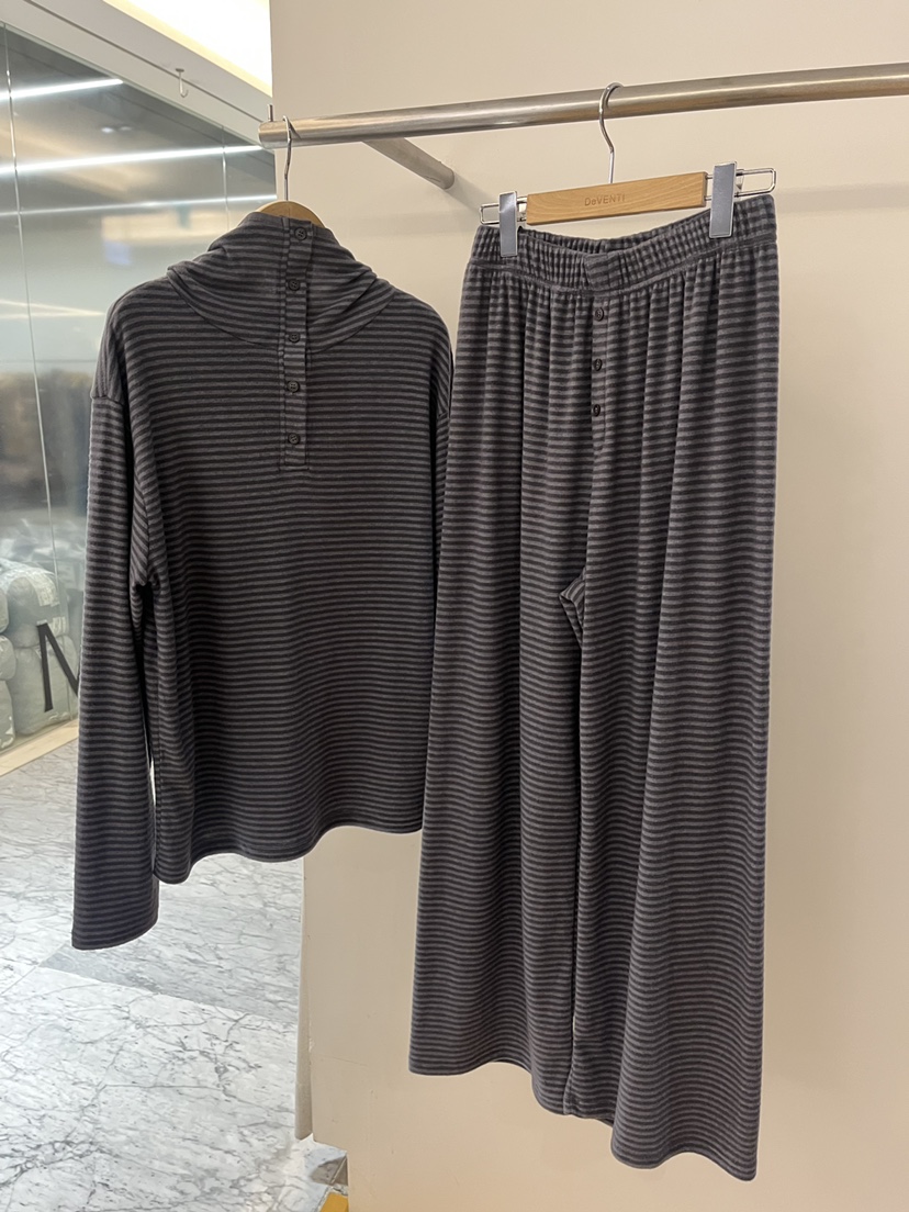 DE VENTI韓國直郵㊣女裝新款休閑職業熱賣人氣衛衣連帽衫條紋DE VENTI衛衣