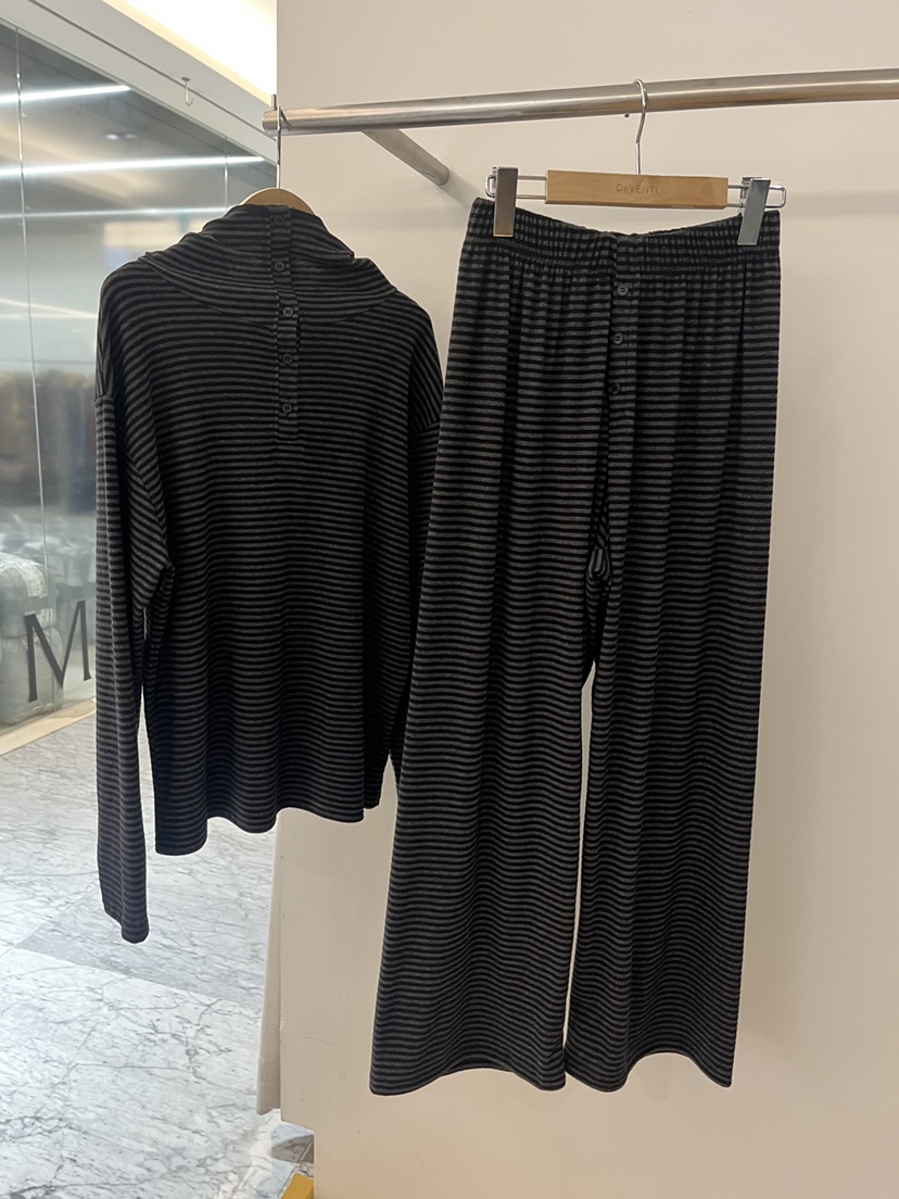 DE VENTI韓國直郵㊣女裝新款休閑職業熱賣人氣衛衣連帽衫條紋DE VENTI衛衣