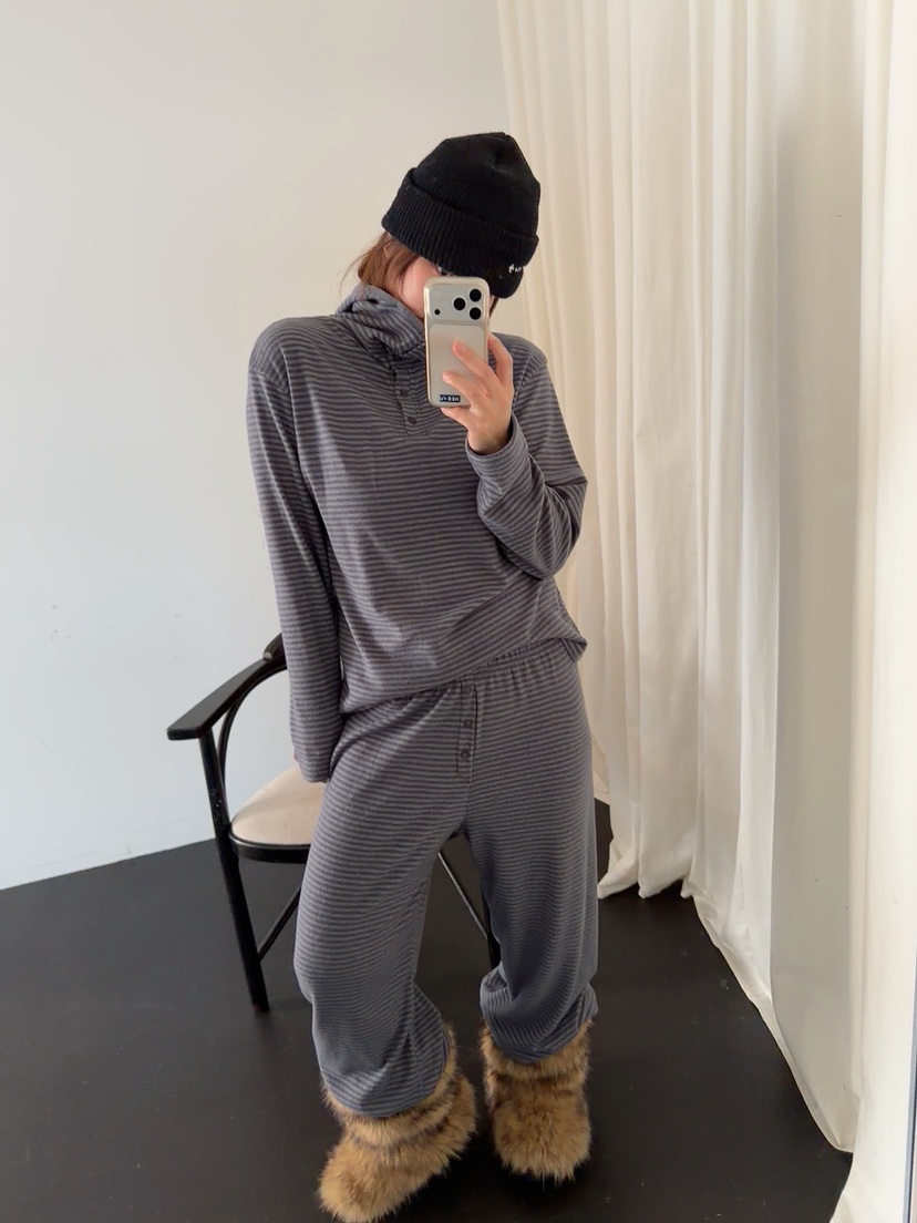 DE VENTI韓國直郵㊣女裝新款休閑職業熱賣人氣衛衣連帽衫條紋DE VENTI衛衣