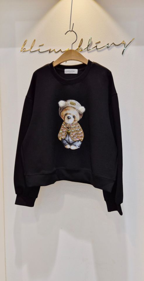 BLING BLING-S韓國代購㊣女裝新款25秋冬熱賣人氣衛衣小熊BLING BLING-S衛衣圖色3