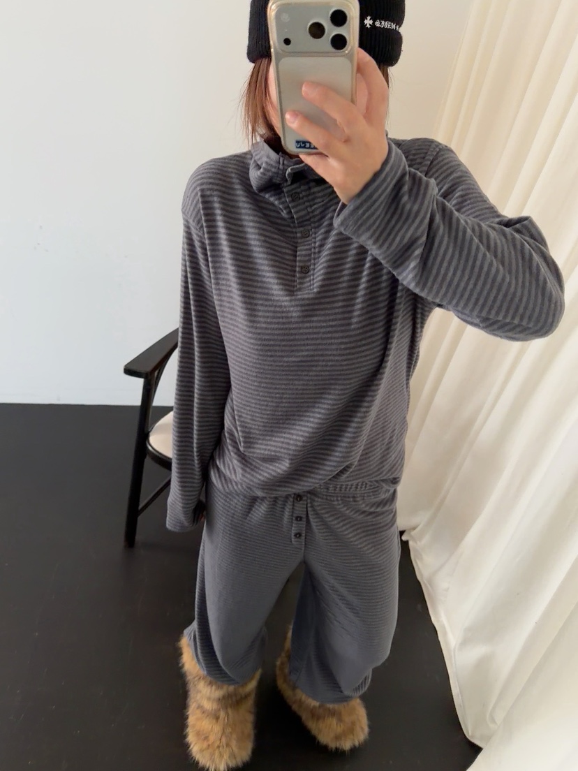 DE VENTI韓國直郵㊣女裝新款時尚人氣休閑職業熱賣休閑褲條紋DE VENTI休閑褲