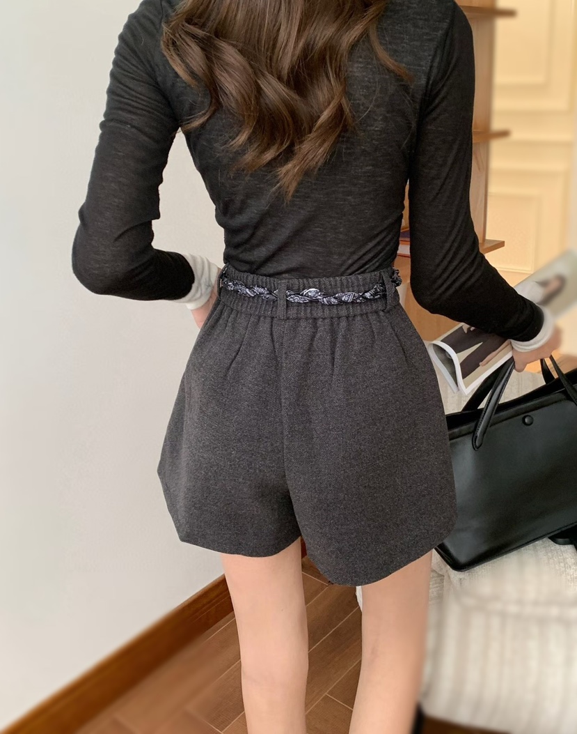 OLA東大門㊣代購女裝新款時尚人氣推薦職業短褲羊毛圍巾含腰繩mellor/OLA短褲