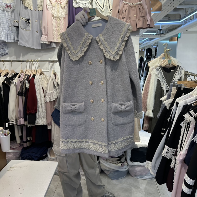 PAPA韓國代購㊣女裝新款人氣推薦真品休閑職業時尚中長款大衣PaPa/HALMADE中長款大衣圖色1