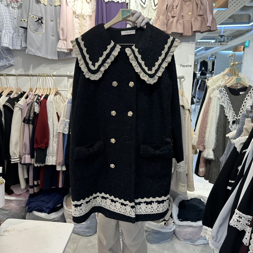 PAPA韓國代購㊣女裝新款人氣推薦真品休閑職業時尚中長款大衣PaPa/HALMADE中長款大衣圖色2