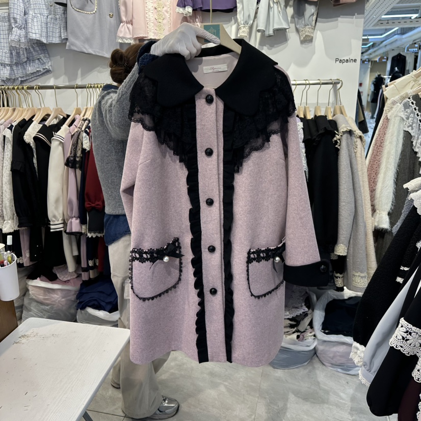 PAPA東大門㊣實拍女士新品人氣推薦職業真品中長款大衣涂層PaPa/HALMADE中長款大衣圖色1