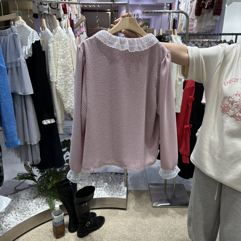 VIRUS韓國直郵㊣女裝新品休閑熱賣25秋冬推薦人氣襯衫蕾絲衫VIRUS襯衫/蕾絲衫